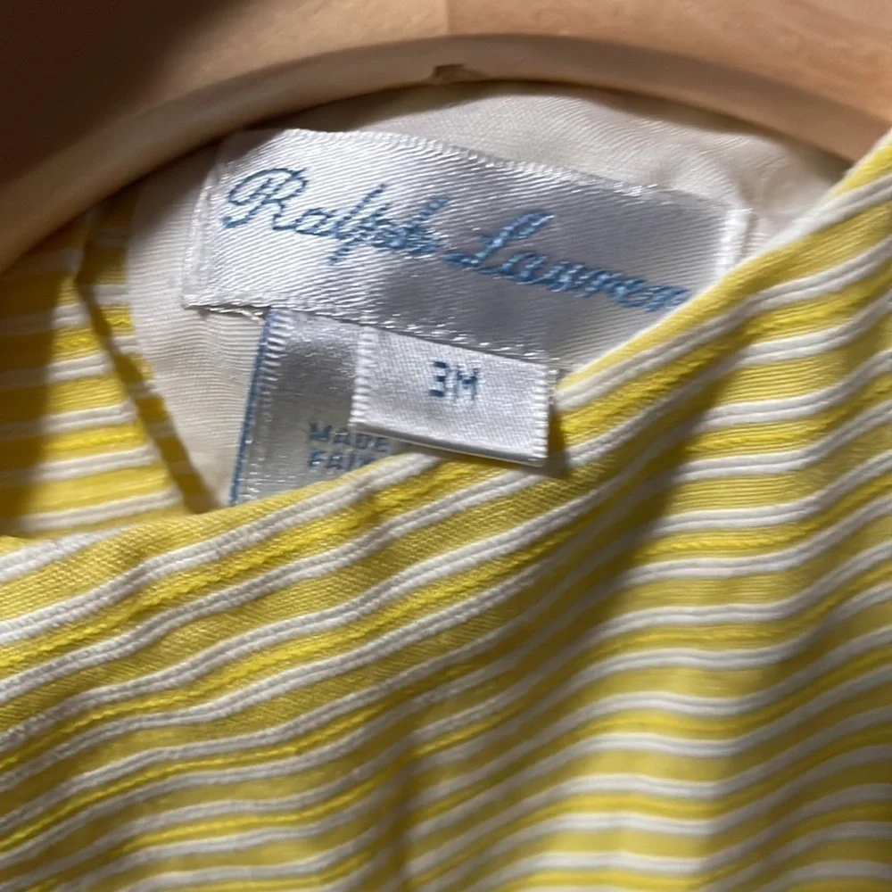 Ralph Lauren Yellow White Striped Seersucker Polo Dress